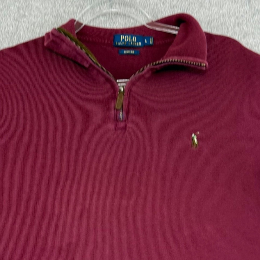 Polo Ralph Lauren Quarter Zip Pullover Mens Large Burgundy Estate Rib Cotton